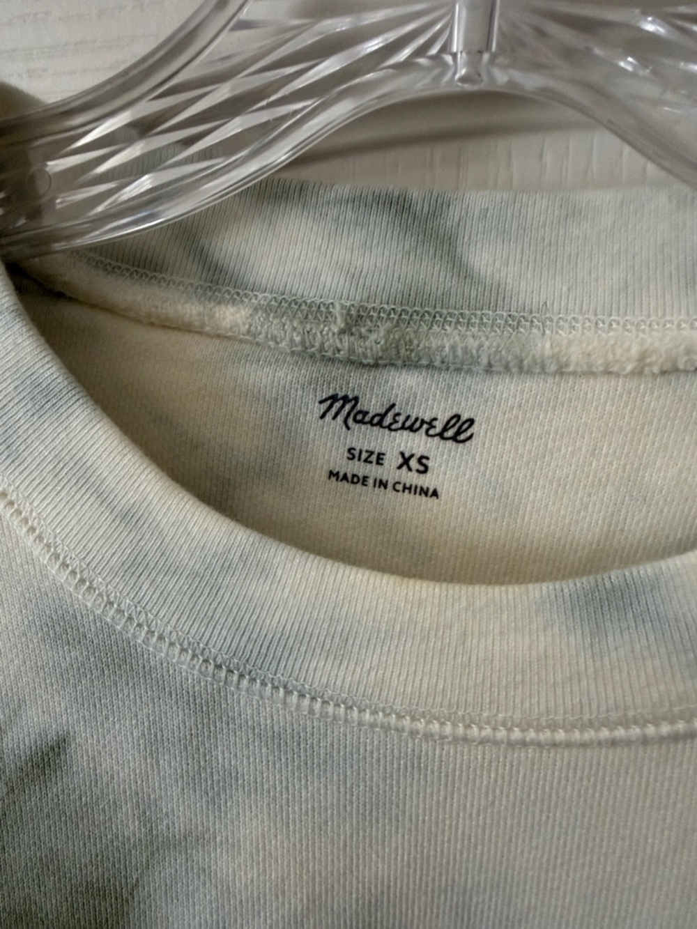 Madewell Tie-Dye Crewneck Sweatshirt in White and Sage Green - Picture 2 of 5